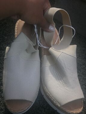 gentle souls Cream Slip-On Perforated Espadrille Sandals